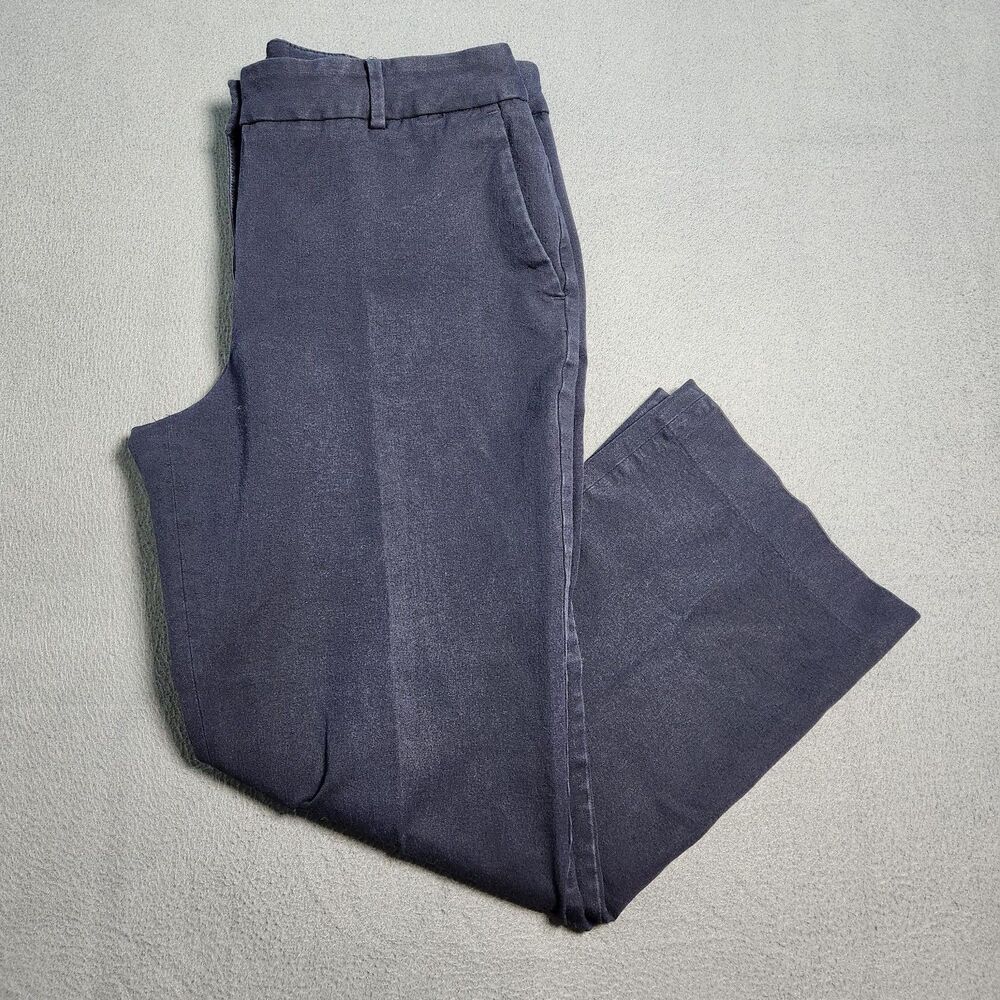 Talbots Newport Pants Women 12P Navy Mid Rise Straight Leg Chino
